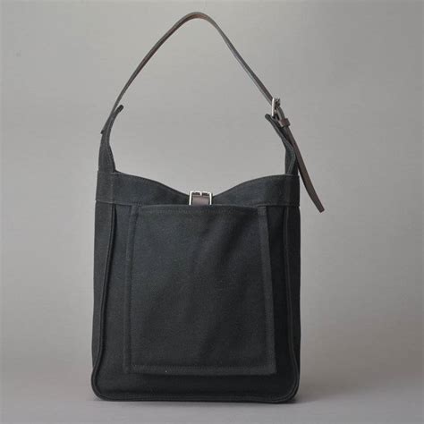 Hermès Marwari Black Canvas Shoulder Bag Authentic 